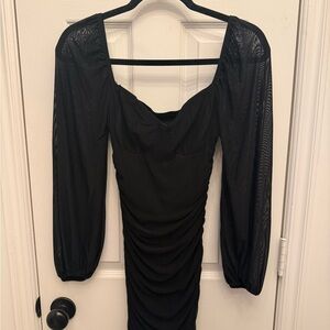 SHEIN Black Mesh Long Sleeve Dress women’s petite xxs new, never worn